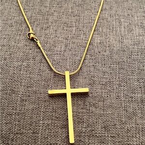 Men’s Cross Necklace Stainless Steel New  22 inches